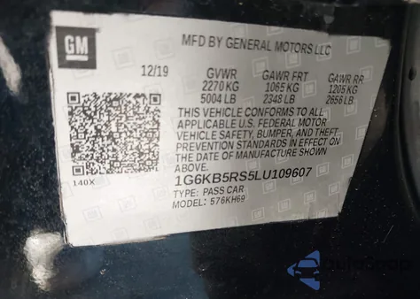 2020 Cadillac Ct6 Awd Luxury из США, поврежденный, VIN 1G6KB5RS5LU109607